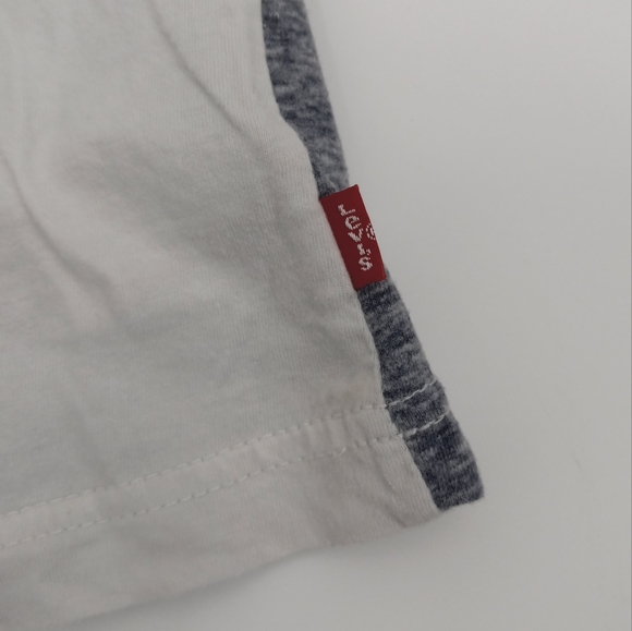💙 LEVI'S Children's Gray Heather, Blue & White Color Block Tee Shirt Size 7 L - Picture 2 of 6